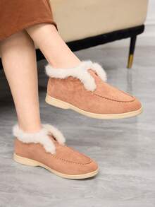 Sleekvia Women's Plush Lining Casual Versatile Flat Shoes - Dusty Pink - View 3