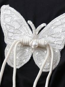 GlowEve 女士休闲蝴蝶图案圆领无袖背心，夏季 - 黑色 - 查看 5