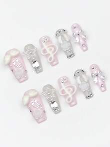 ROMWE Anime 10 Wings Music Note Star Fake Nail Plate And A Piece Of Double-Sided Tape - Multicolor - View 2