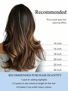 20PCS Straight Tape In Human Hair Extensions 100% Real Remy Human Hair 14-24inches Natural High Quality 50G/Pack For Salon Silky Seamless Invisible PU Tape In Hair Extensions - S1B/19/1B - View 7