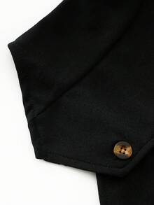 Young Girl Casual Solid Color Top And Pants 2 Pieces Set - Black - View 6