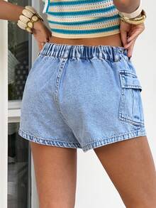 Sunnyshic Women's Casual Denim Shorts - Blue - View 2