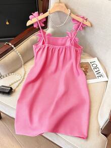 Franclia Women's Black 3D Floral Casual Vacation Mini Dress, Spring - Baby Pink - View 2