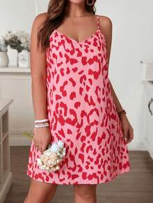 SHEIN VCAY Vestido de verano sin mangas con estampado de leopardo para mujer de talla grande - Rosa - Ver 3