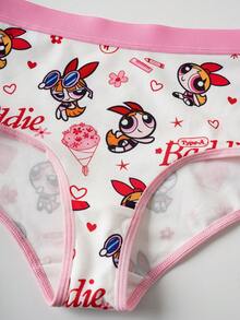 THE POWERPUFF GIRLS X SHEIN Women's Cute Cartoon Print Comfortable Panties - White - View 5