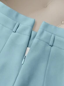 Chiquease New Summer High Waist Slimming Contrast Color Button A-Line Shorts - Baby Blue - View 3