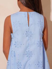 Travachic KIDS 少女休闲度假宽松蓝色刺绣连衣裙 - 彩色 - 查看 4