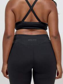 MUSERA Plus Size Crossover Waist Leggings Active Gym Workout Casual Sonder - Black - View 5