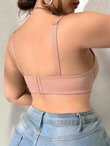 DesireSculpt Plus Size Minimalist Comfortable Wireless Bra - Pink - View 2