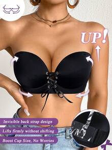 DesireSculpt 女士无钢圈轻薄衬垫文胸，隐形后背，百搭款式，黑色 - 黑色 - 查看 6