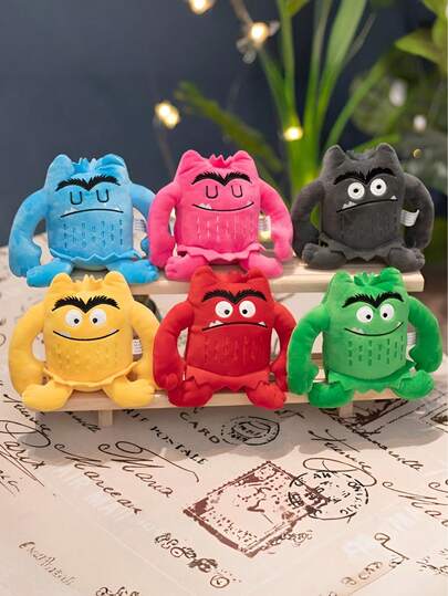 POKOJA LAND - SELECTS Cute Color Monster Plush Toy, My Mood Monster Cartoon Doll, Colorful, Vivid Expression, Suitable For Bedtime Partner, Birthday And Holiday Gift (Multi-Color Optional)-Emotional Facial Design