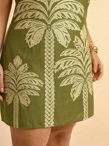 CAJUNI Đầm in họa tiết không tay cỡ lớn dành cho nữ - Màu vàng - Xem 5