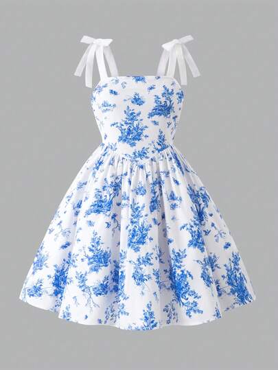 1 pieza Vestido ajustado elegante y dulce para niñas, liviano y suave para todas las estaciones, adecuado para la escuela, salidas y reuniones