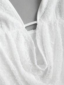 Sweetra 女士白色露背迷你连衣裙，针织纹理镂空修身款，夏季Y2K优雅度假派对连衣裙，夏季连衣裙，优雅派对连衣裙，女士沙滩连衣裙，婚礼宾客连衣裙，外出装扮，优雅连衣裙，女士度假连衣裙，女士休闲连衣裙，女士正式连衣裙 - 白色 - 查看 4