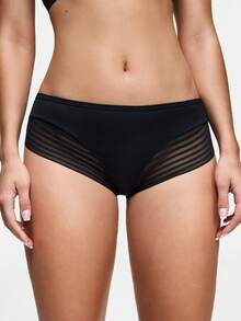 SHAPORA 1件装女士极简线条设计黑色内裤 - 黑色 - 查看 3