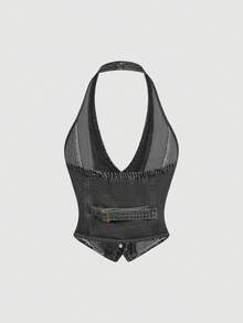 Sweetra 优雅的女士牛仔套装 - 灰色 - 查看 4