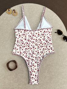 Swim Mod 女士花卉格纹性感连体泳衣，时尚可爱，适合海滩、度假村、游艇、泳池派对 - 彩色 - 查看 2