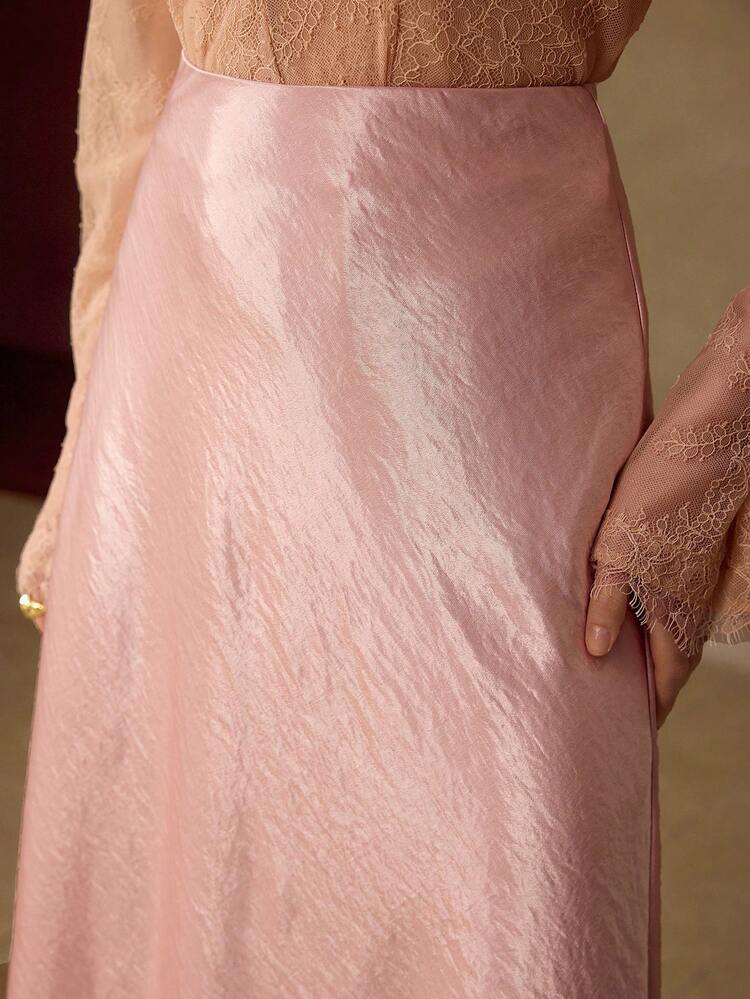 WOMEN'S ELEGANT MINIMALIST SATIN A-LINE SKIRT, SPRING/SUMMER