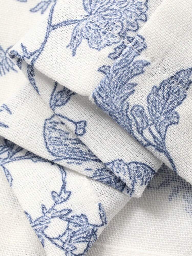 Tween Girls' Casual Minimalist Dual Pocket Tank Top And All-Over Print Pants Set, Summer