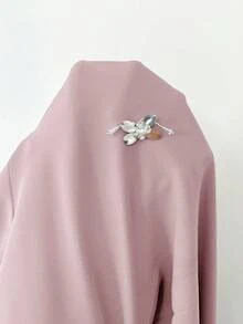 Yasmyna 女士纯色立领亮片装饰长袖优雅阿拉伯风格连衣裙 - 粉色 - 查看 7