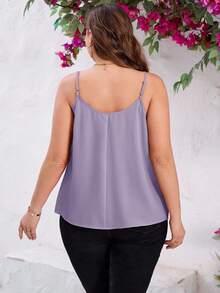 SHEIN Clasi 1 Pack Plus Size Women's Elegant Casual Lavender Beige, Camisole Tops Evening Formal Summer - Lilac Purple - View 2