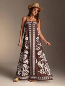Swim Vcay Summer Beach Time Loose Floral & Chinoiserie Print Maxi Dress - Multicolor - View 3