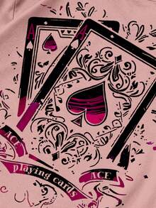 Manfinity LEGND Men's Poker Print Round Neck Loose Casual Short Sleeve T-Shirt - Pink - View 4