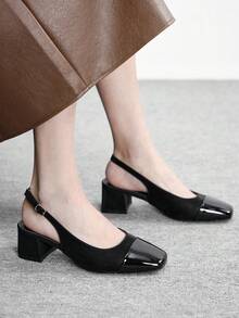 CUCCOO BIZCHIC 女士时尚低跟鞋，经典黑色后跟带设计，适合夏季毕业舞会、度假、春假、复活节和圣诞节等场合。 - 復古黑 - 查看 4
