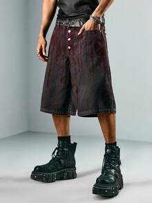 ROMWE MEN Goth Quần short denim nam dáng rộng 5 inch - màu đen - Xem 7