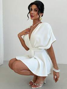 Firerie Women's Casual And Elegant Asymmetrical Mini Skirt / Valentine's Day Dress / Birthday Dress / Beach Vacation Dress / Music Festival / Party Dress / Pretty Dress / Summer Dress / Elegant Party Dresses / Beach Dresses / Wedding Guest Dress For Women / Vacation Dress / White Dress - White - View 6