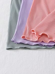 3pcs/Set Cute Cherry Peter Pan Collar Short Sleeve Top And Pants Girls Casual Comfortable Pajamas/Loungewear, Random Assortment - Multicolor - View 7