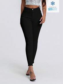 SHEIN SXY Women's Casual Pocket Skinny Jeans - Black - View 3