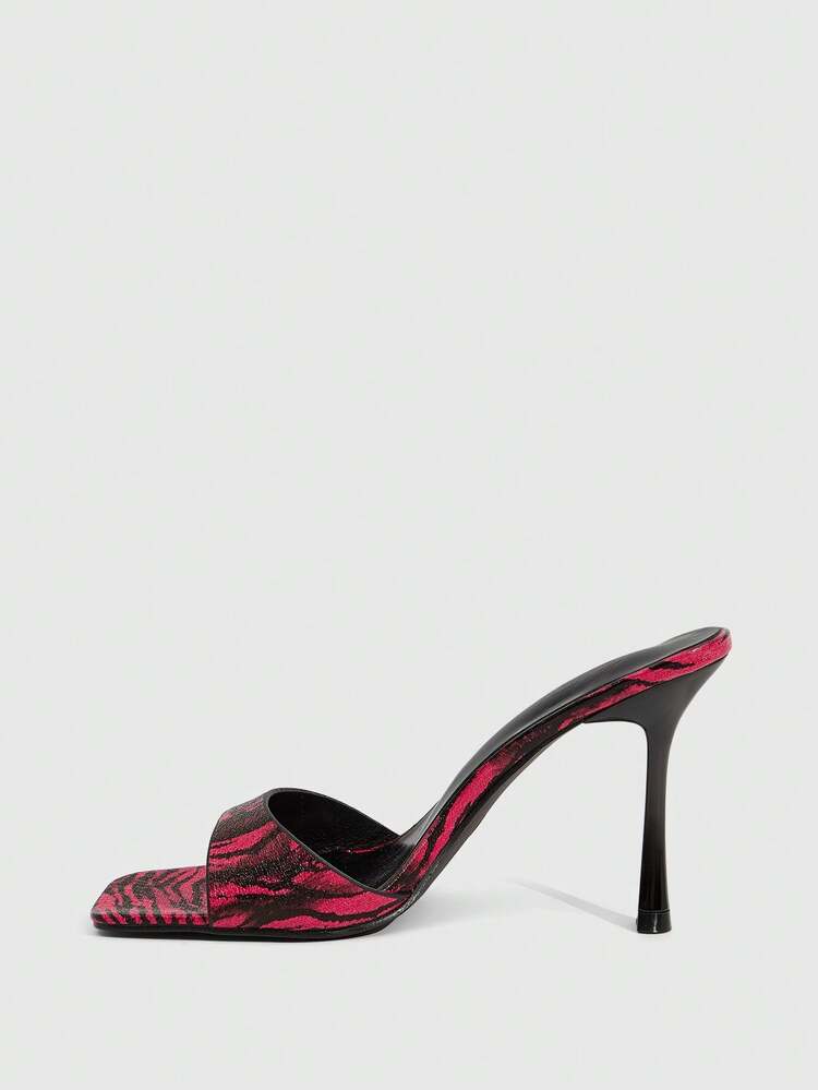 CUCCOO SZL Snake Skin Pattern Square Toe High Heel Sandals, Retro Sexy Style, Suitable For Dates, Parties, Urban Commute And Other Occasions Requiring Elevated Presence Spring Shoes