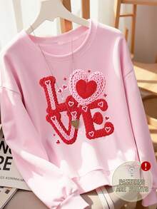 DrmWander Christmas Theme Graphic Print, High-Quality Pigment Dyed Holiday Pullover, Christmas Flower Round Neck Long Sleeve Fleece Sweatshirt - Pink - View 4