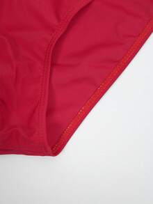 Manfinity KASUA Men Beach Vacation Solid Swim Brief,Hawaiian - Red - View 6