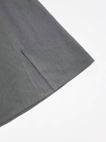 Franclia 优雅纯色半身裙，适合商务、通勤、浪漫复古、休闲街头风、约会、用餐、度假和聚会等场合。时尚性感的侧开衩设计，春夏必备。 - 灰色 - 查看 6