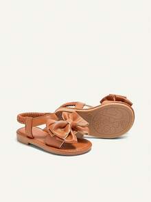 Cozy Pixies 1 Pair Of Summer Cute Girl Fun Princess Outdoor Big Bow Idyllic Vacation Fashion Versatile Party Party Children Flat Sandals - Brown - View 5