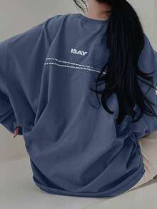 DAZY 女士宽松圆领字母印花T恤，百搭，适合春、夏、秋季穿着。