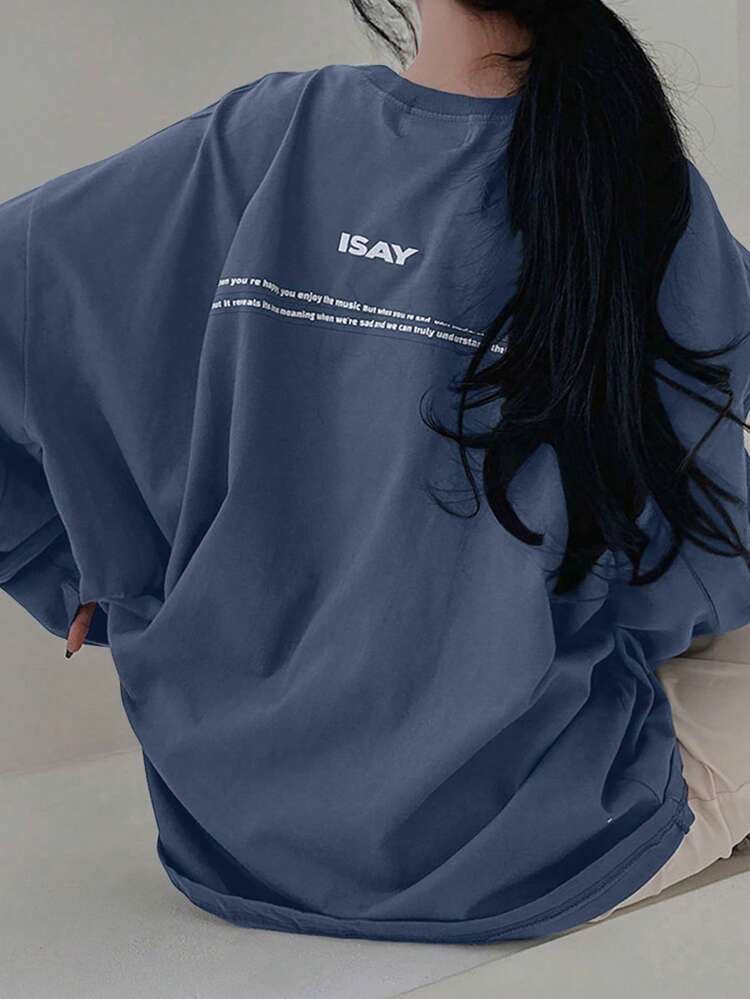 Women's Loose Fit Round Neck T-Shirt With Letter Print, Versatile, Suitable For Spring, Summer, Autumn