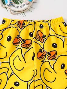 SHEIN Quần bơi nam tuổi teen kiểu dáng thường ngày, in hình vịt vàng hoạt hình ngộ nghĩnh, phối màu tương phản, mỏng nhẹ, thích hợp cho kỳ nghỉ biển, bãi biển, tiệc bể bơi, mùa xuân/hè. - Nhiều màu - Xem 6