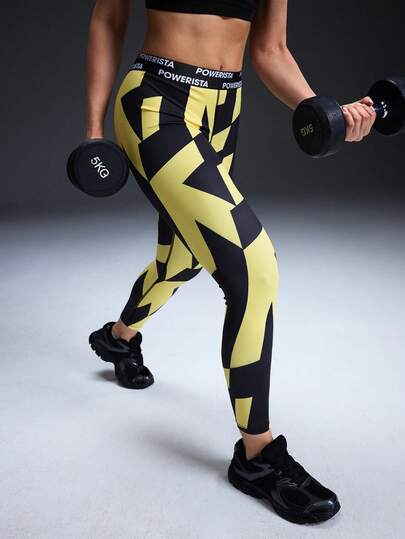 Powerista Contrast Color All-Over Print High Waist Skinny Sporty Leggings