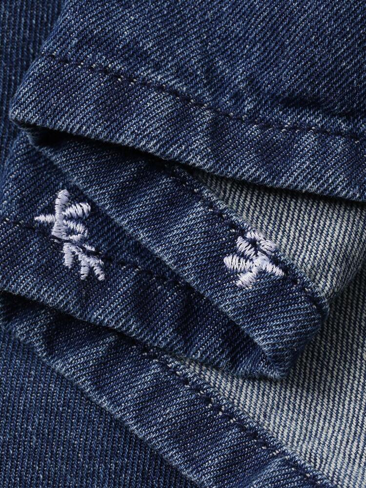 Girls' Round Neck Sleeveless Denim Dress