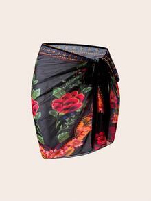 Swim Oasis 1 pezzo Costume da bagno donna con gonna avvolgente corta e allacciatura, stile vacanza - nero - Visualizzare 4
