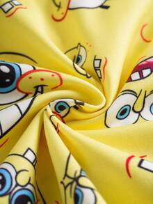 SpongeBob SquarePants | SHEIN 1pc Women's Cartoon Allover Print Contrast Tape Waist Stitch Detail Boxer Briefs - Yellow - View 7