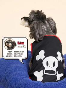 Paul Frank X SHEIN 1pc Cartoon Monkey Pattern Print Pet Tank, Cat Tank, Dog Tank, Sizes XXS-XXXXXL, Extra Small, Extra Large, For Street - Multicolor - View 3