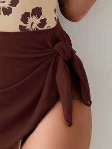 Swim Lushoire 1件芙蓉花装饰U领修身连体泳衣 - 彩色 - 查看 4