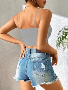 Breezaya 女士纯色时尚百搭约会派对吊带背心 - 灰色 - 查看 2