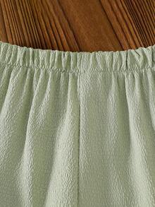 Vintaside Kids 2pcs Girls Sleeveless Floral Bright Yellow Top Paired With Casual Loose Pants Fashion Spring/Summer Set - Green - View 8