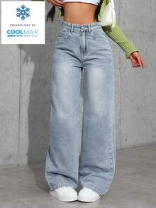 Jeanoix Women's Pocket Button Casual Versatile Commuting Flare Leg Jeans - Blue - View 8