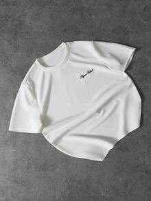 PAVTROS 男士休闲日常通勤字母印花短袖白色T恤，夏季 - 白色 - 查看 3